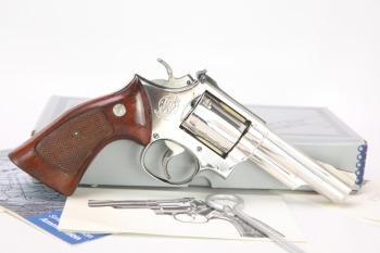 Smith & Wesson Model 19-3, The .357 Combat Magnum Nickel Revolver & Box